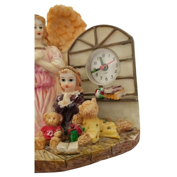 Angel Clock Figurine with Praying Child & Teddy Bears Clock in Good Working Cond - Picture 4 of 7